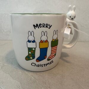 Miffy Christmas Coffee Tea Mug by Magenta Miffy on the Handle Merry Christmas